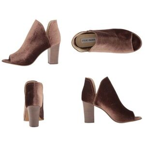 Steve Madden Brown Velvet Peep Toe Booties